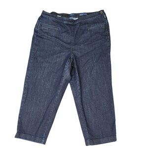 J Jill Pixie Slim-Leg Crops Denim Jeans 16W Dark Wash Side Zip